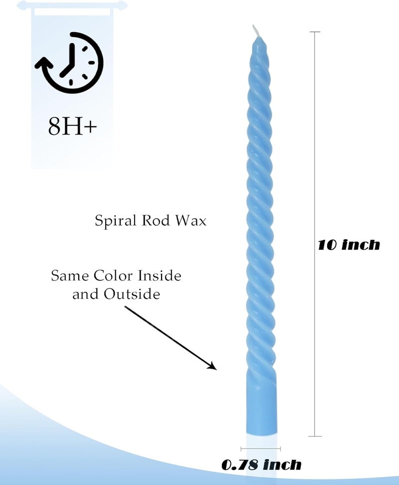 LPUSA Taper Candle Blue Spiral Candle Sticks,Unscented Pastel Candle for Holiday,Wedding and Home Decoration,10inch,12 Pack(E-Gradient Blue) - Image 4